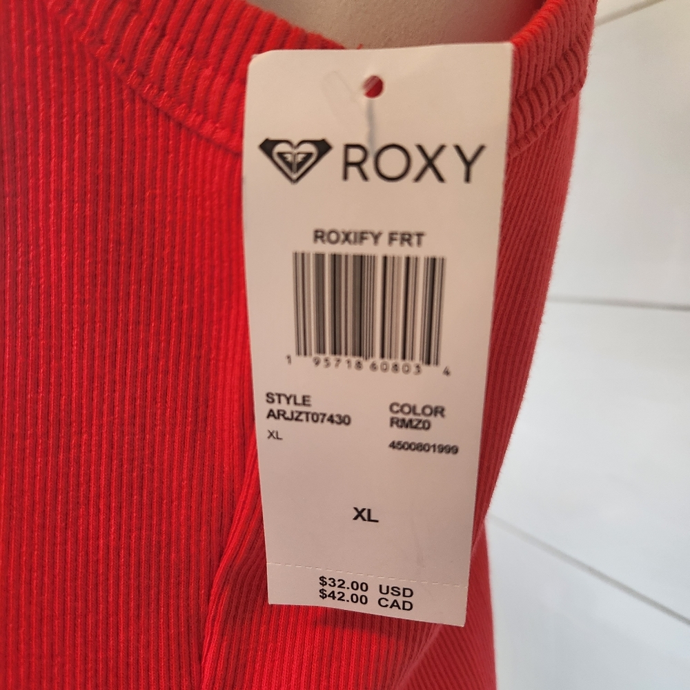 Roxy Red Ribbed Sleeveless Tank Top - Picture 3 of 4